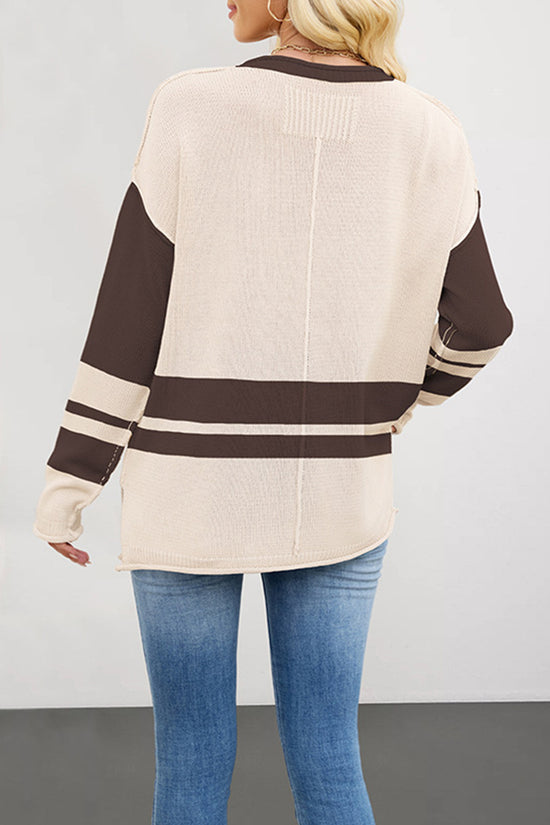 Striped Contrast Sleeve Sweater