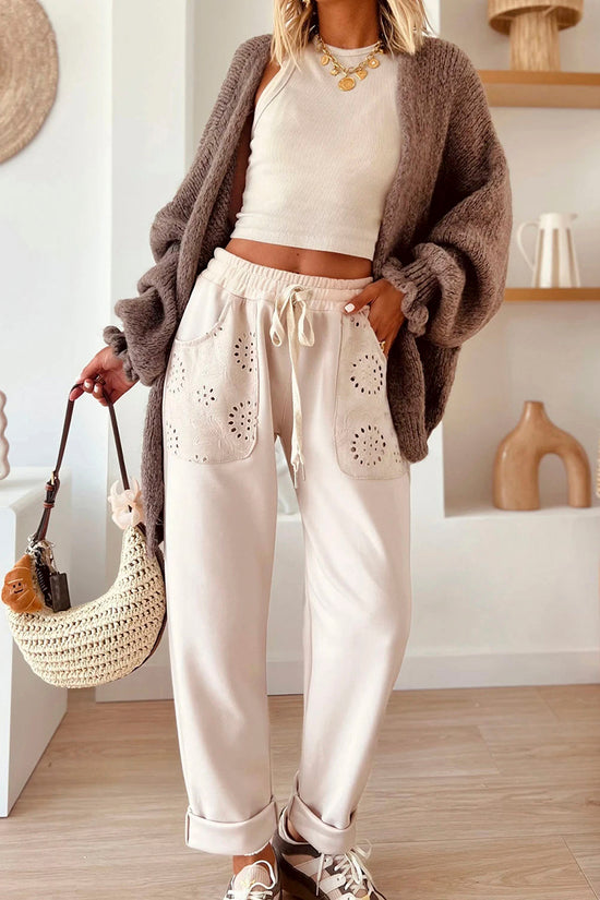 Patched Pockets Drawstring Pants