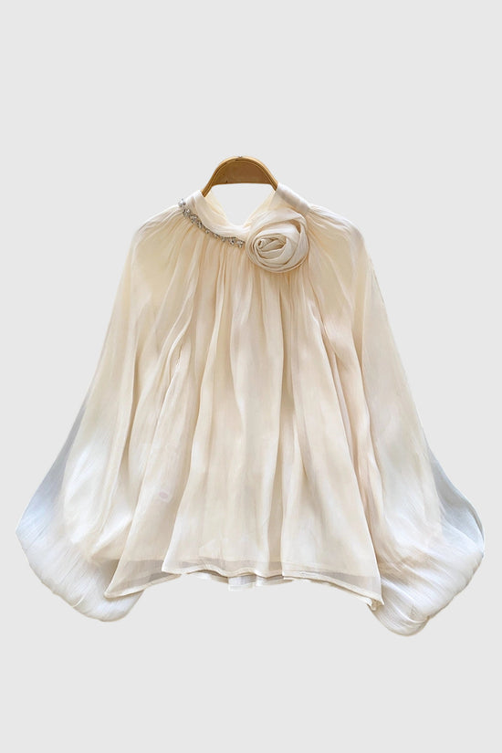 Floral Detail Balloon Sleeve Blouse