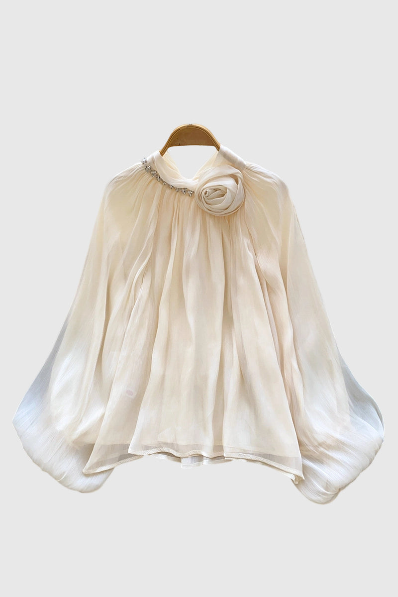 Floral Detail Balloon Sleeve Blouse