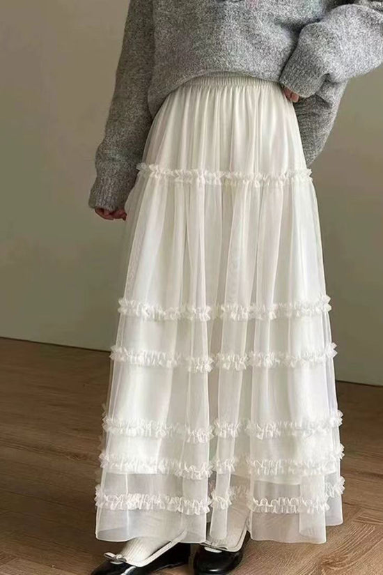 Tiered Midi Skirt with Delicate Ruffles