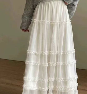 Tiered Midi Skirt with Delicate Ruffles