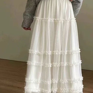 Tiered Midi Skirt with Delicate Ruffles