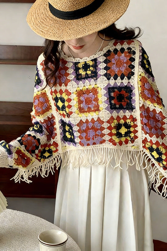 Elegant Crochet Fringe Knit Top