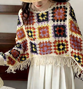 Elegant Crochet Fringe Knit Top