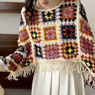 Elegant Crochet Fringe Knit Top