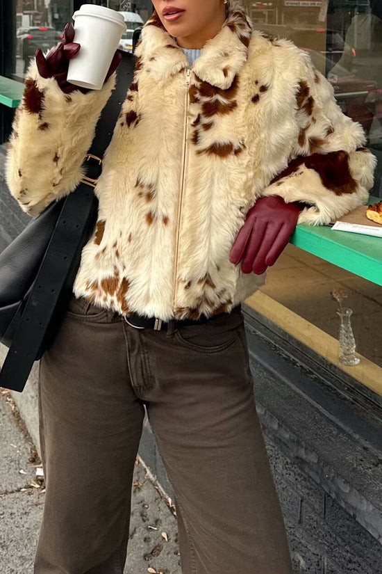 Spotted Faux Fur Cropped Coat