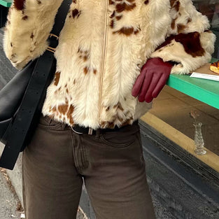 Spotted Faux Fur Cropped Coat