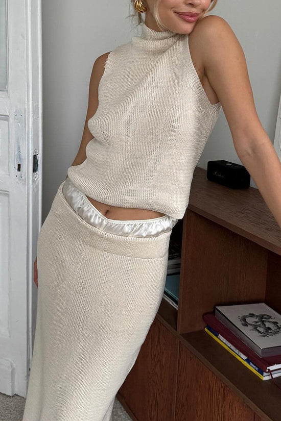Sleeveless Turtleneck Skirt Set