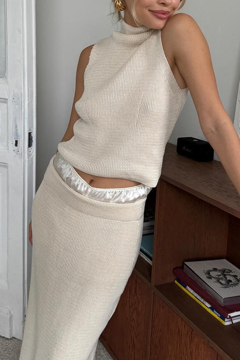 Sleeveless Turtleneck Skirt Set