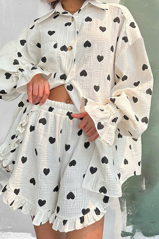 Heart Pattern Pajama Set