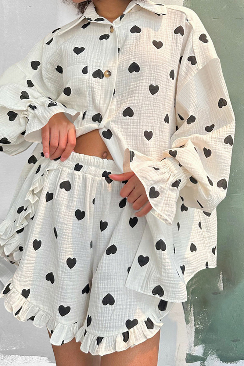 Heart Pattern Pajama Set