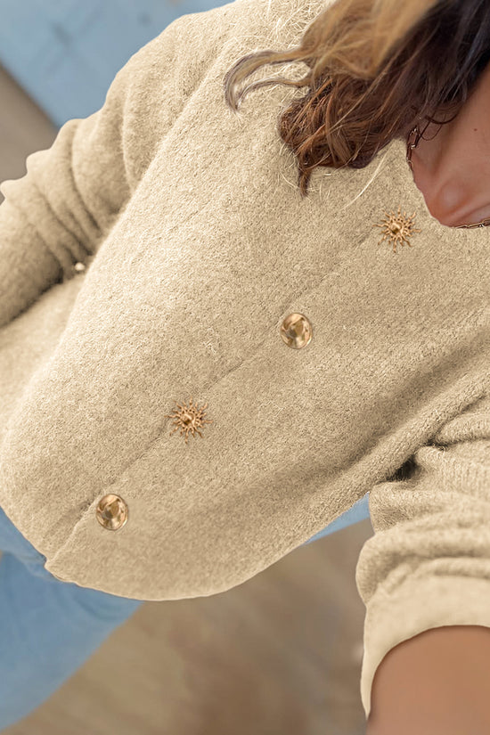 Elegant Buttoned Cardigan with Unique Details