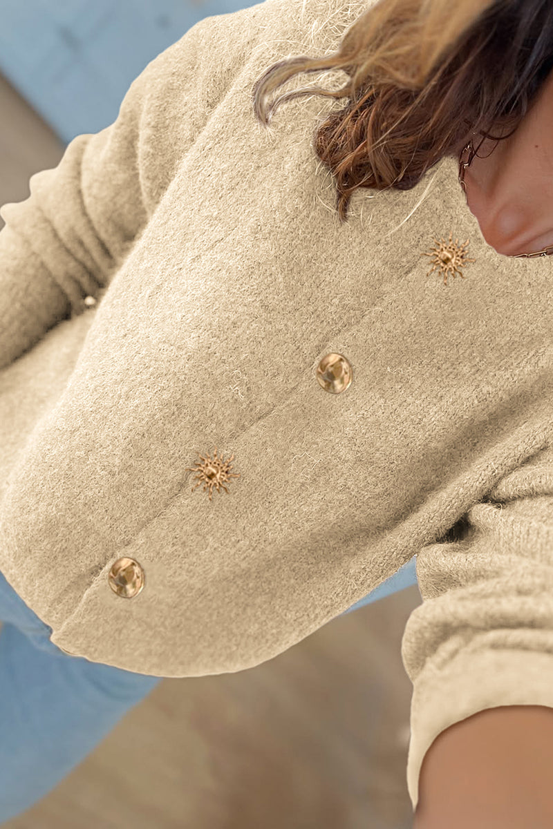 Elegant Buttoned Cardigan with Unique Details