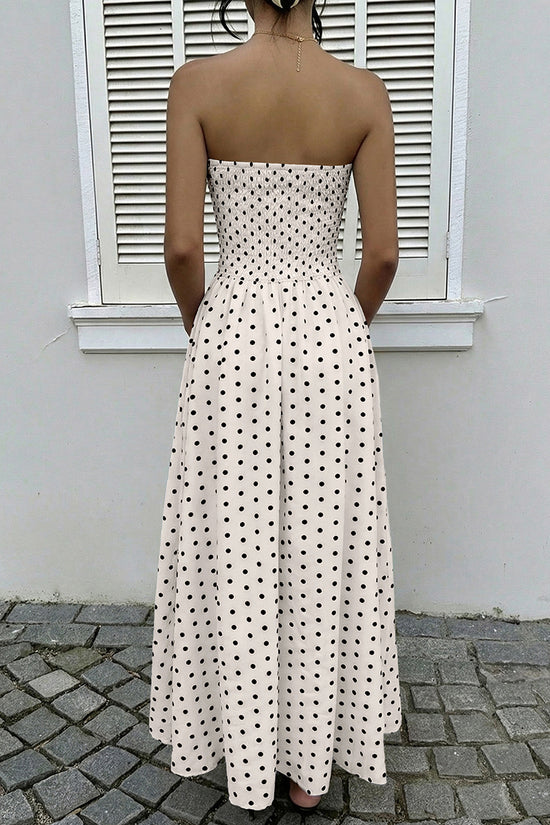 Polka Dot Strapless Maxi Dress