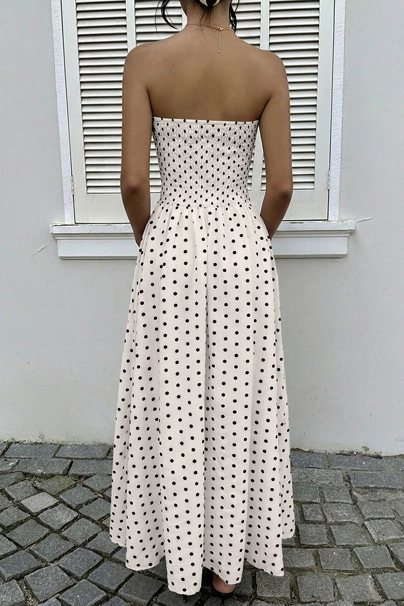 Polka Dot Strapless Maxi Dress