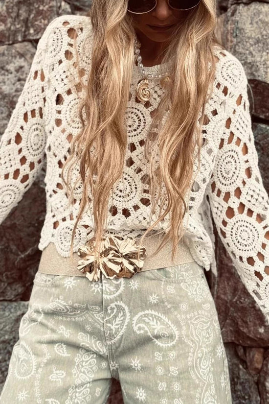 Crochet Patterned Long Sleeve Top