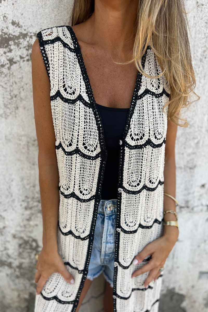 Elegant Scalloped Open-Front Cardigan