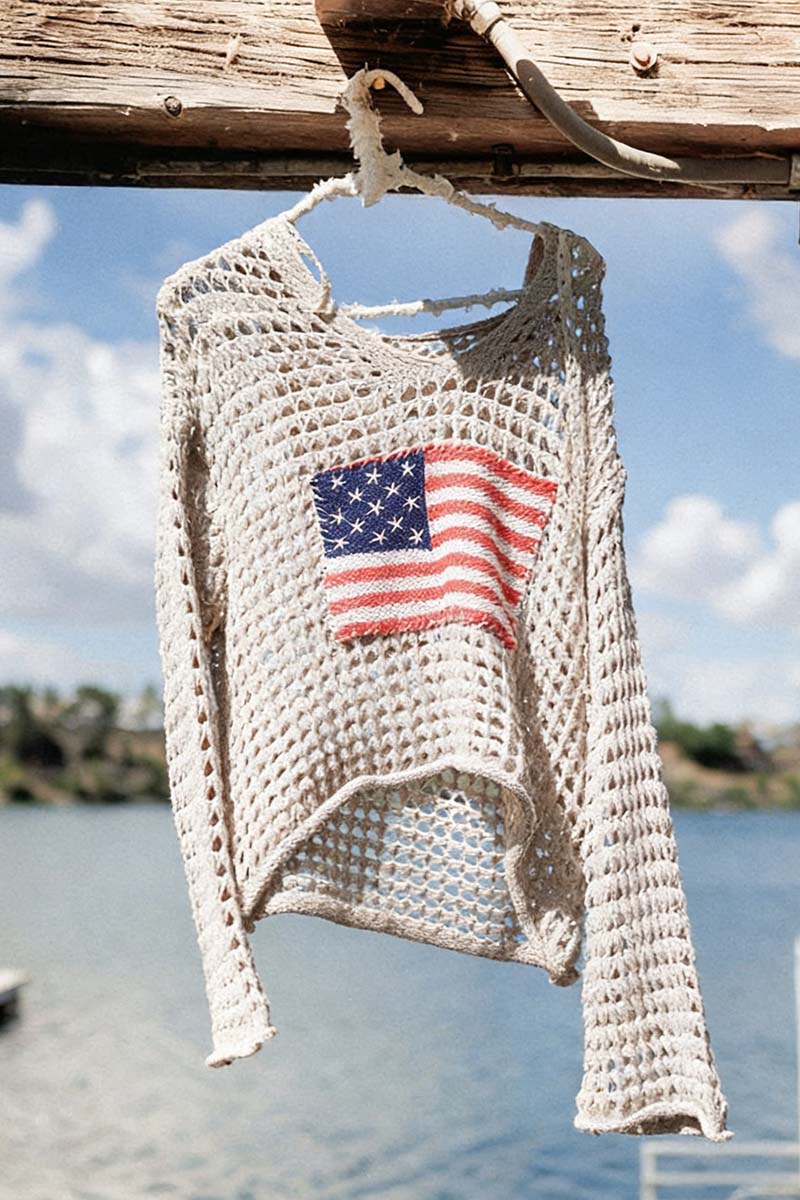 Mesh Knit Flag Sweater