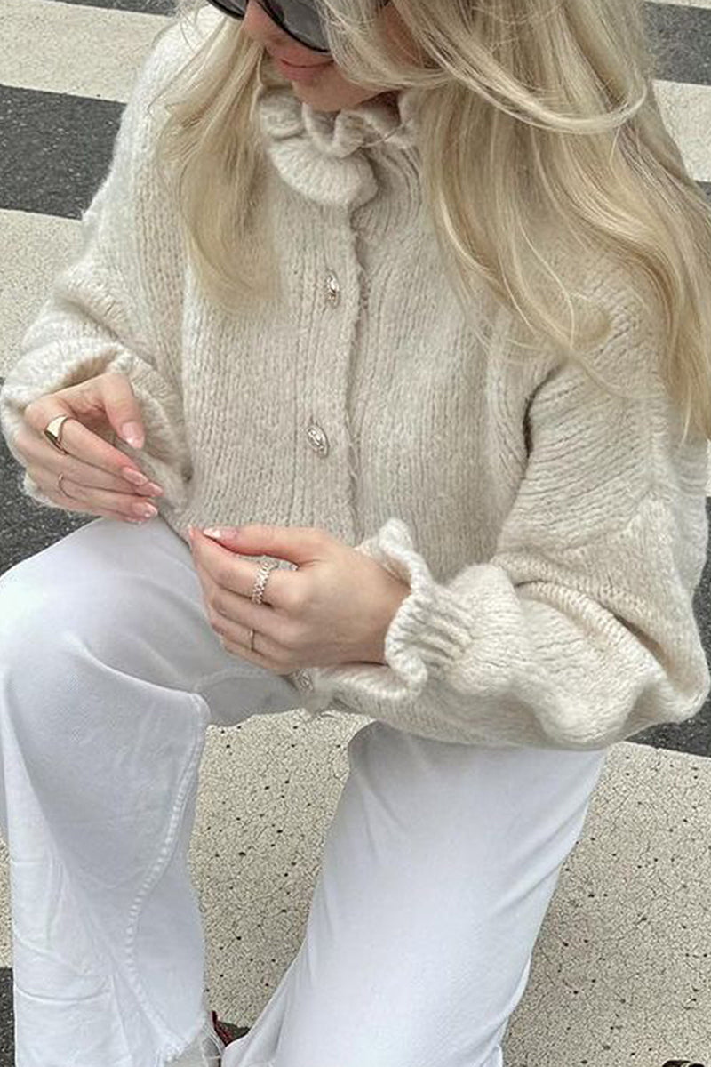 Cozy Frilled Button-Up Cardigan