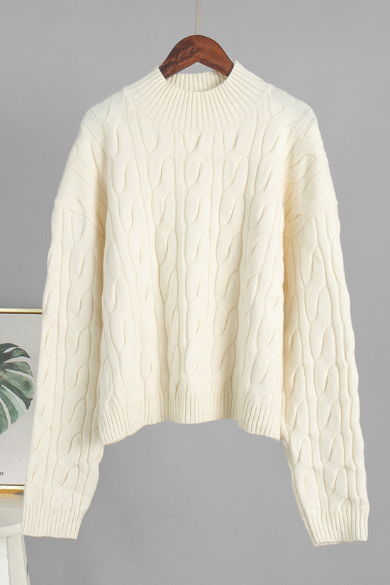 Cable Knit Mock Neck Sweater