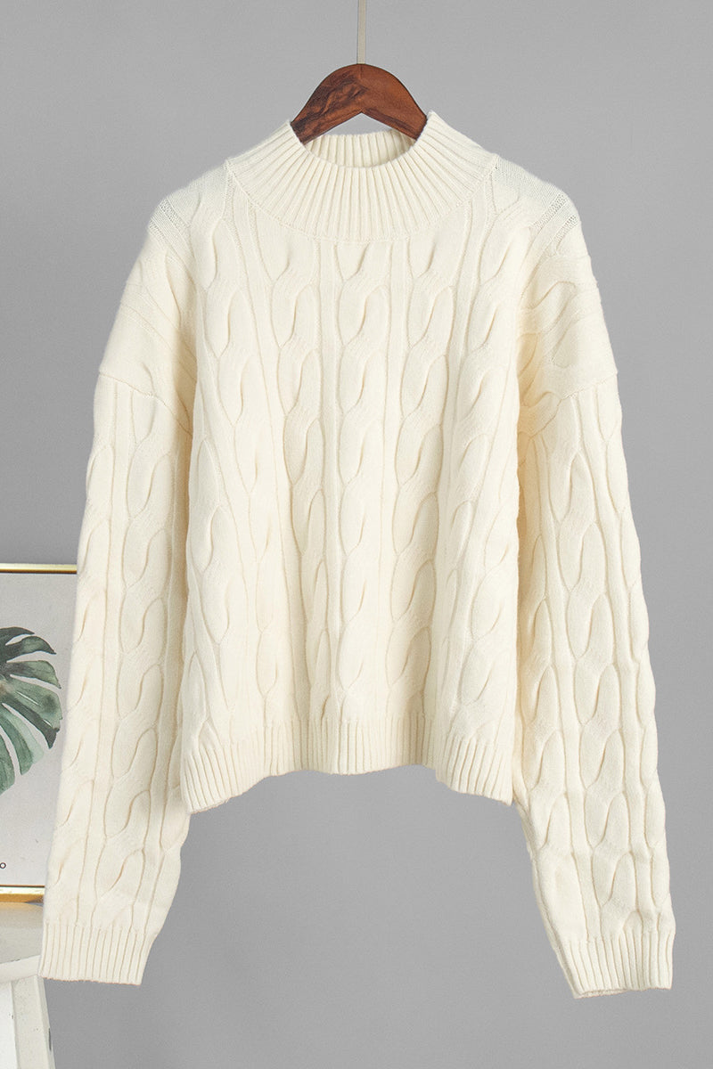 Cable Knit Mock Neck Sweater