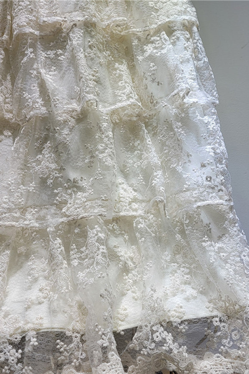 Layered Lace Midi Skirt