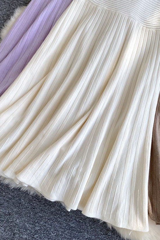 Elegant Knit Pleated Midi Skirt