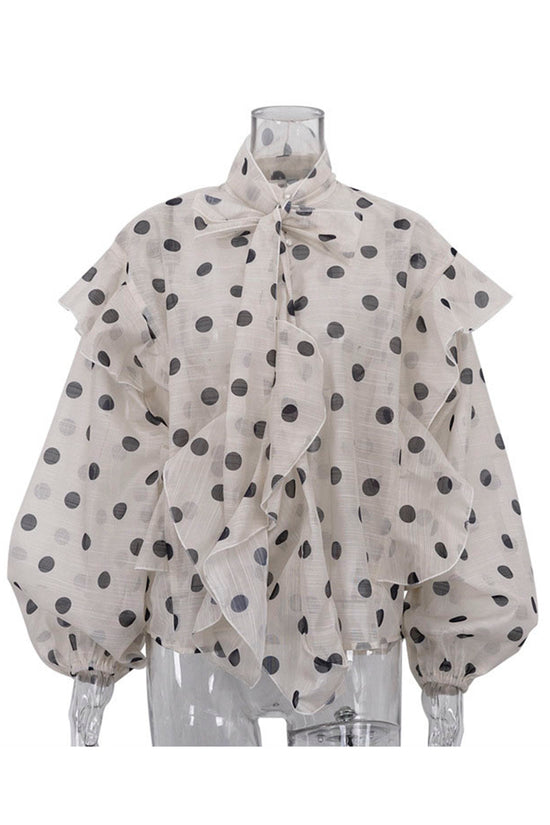 Heart Pattern Ruffled Blouse