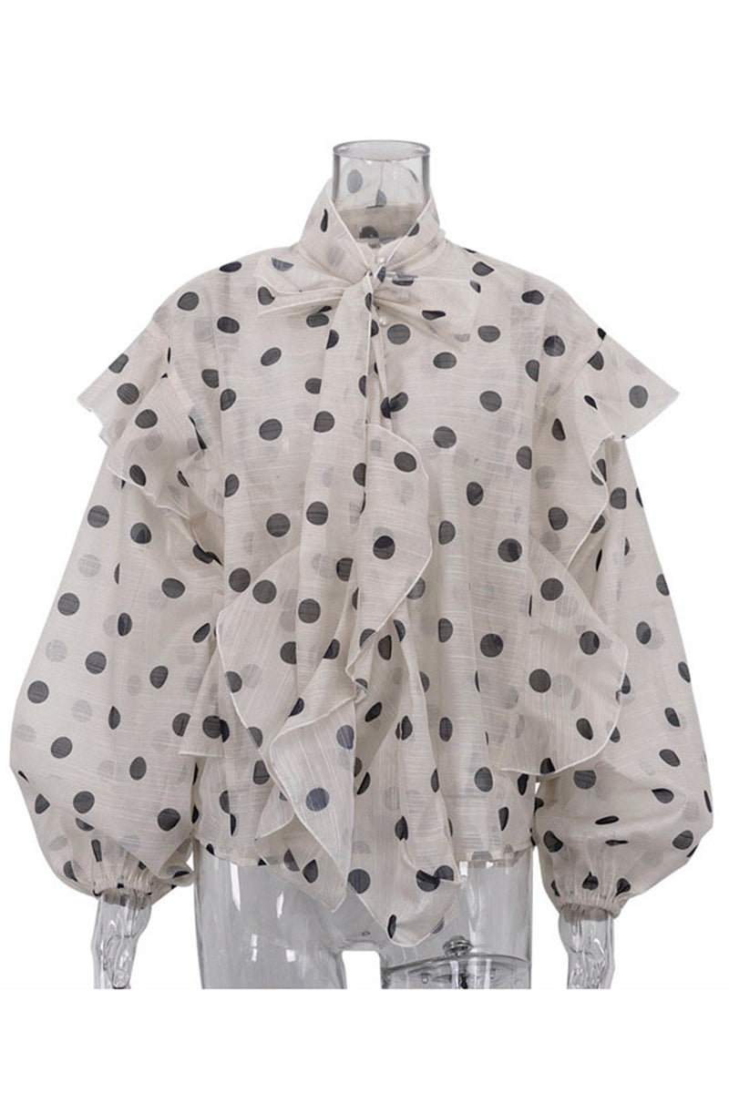 Heart Pattern Ruffled Blouse