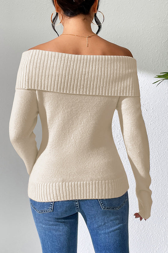 Off-Shoulder Ribbed Sweater