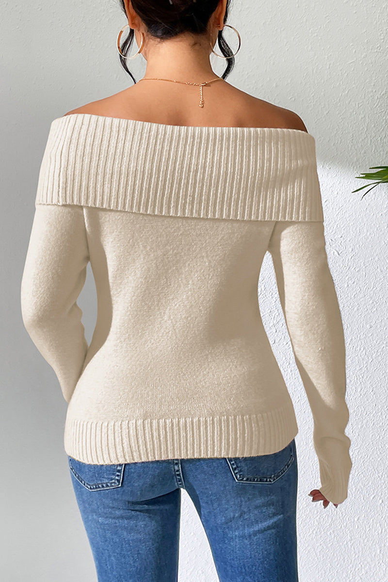 Off-Shoulder Ribbed Sweater