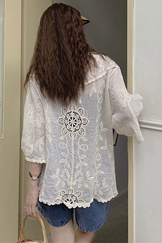 Floral Pattern Open-Front Blouse