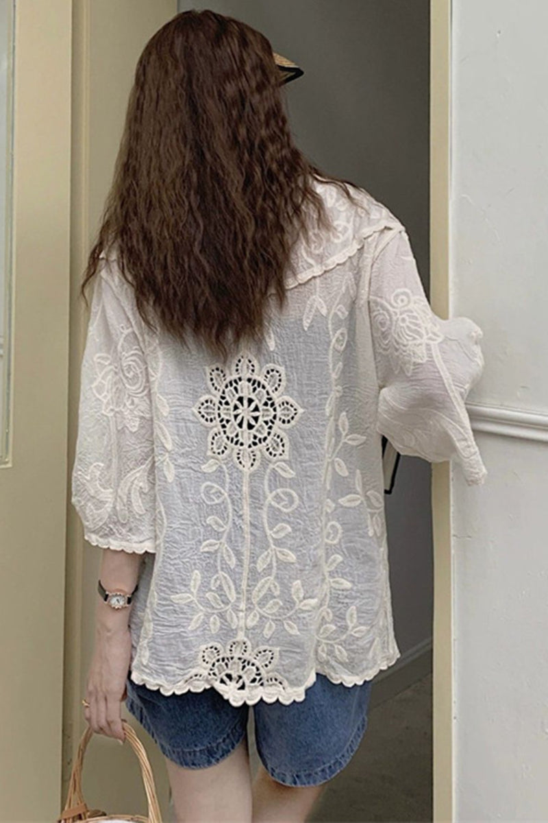 Floral Pattern Open-Front Blouse