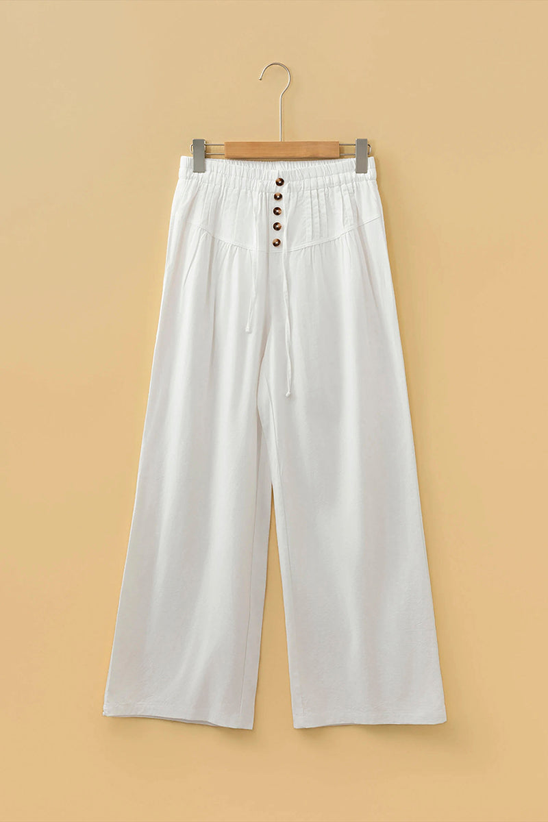 Drawstring Pleated Wide Leg Pants