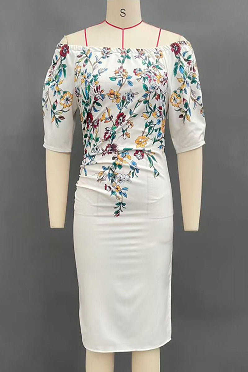 Floral Off-Shoulder Casual Bodycon Dress