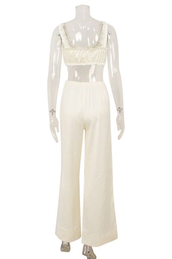 Elegant Sleeveless Cropped Top Lounge Set