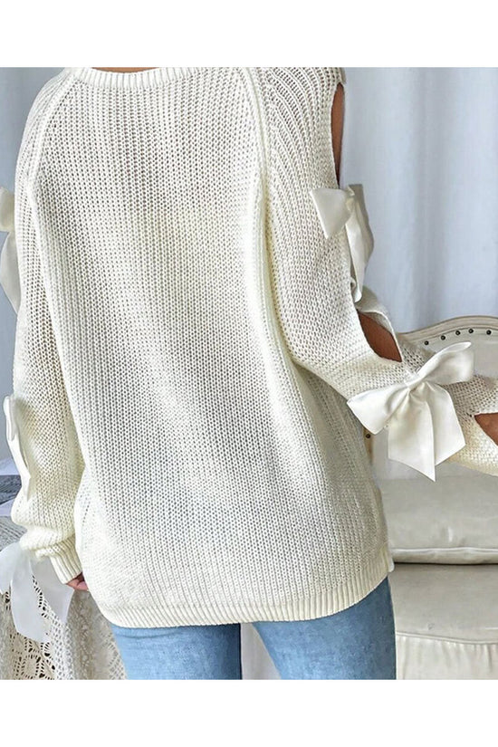 Elegant Bow-Detail Sweater with Cutouts