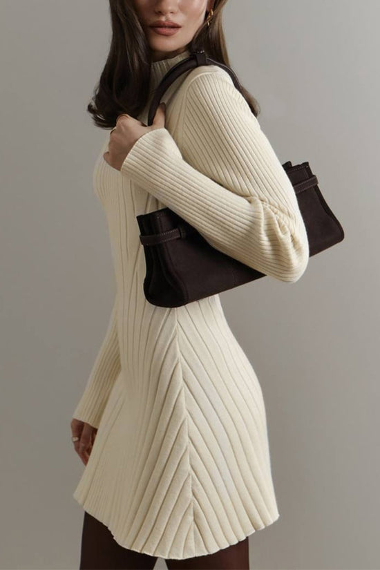 Ribbed Knit Long Sleeve Casual Dress