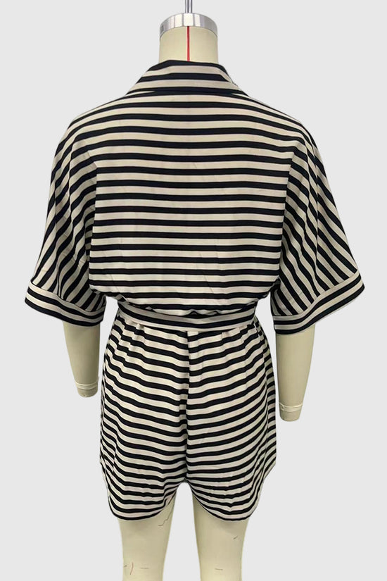 Striped Belted Romper