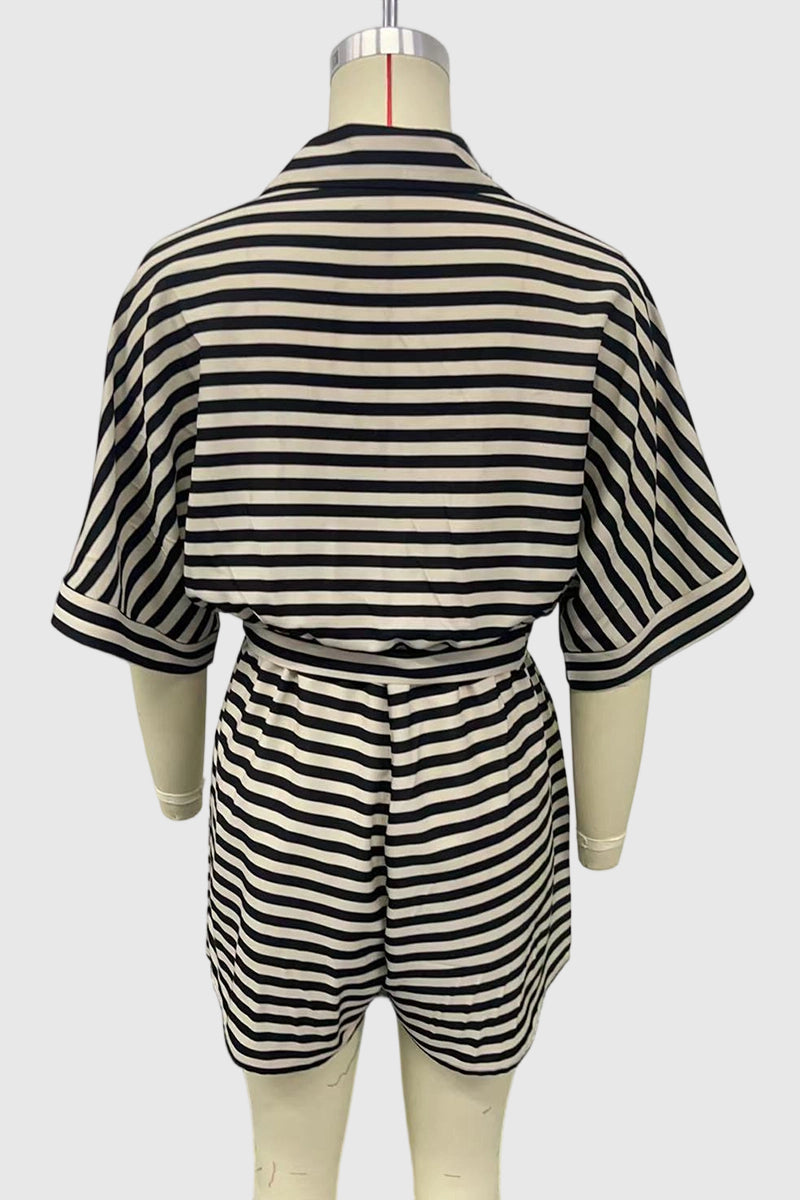 Striped Belted Romper