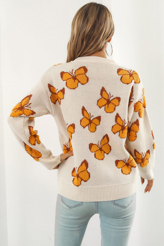 Butterfly Pattern Relaxed Fit Sweater