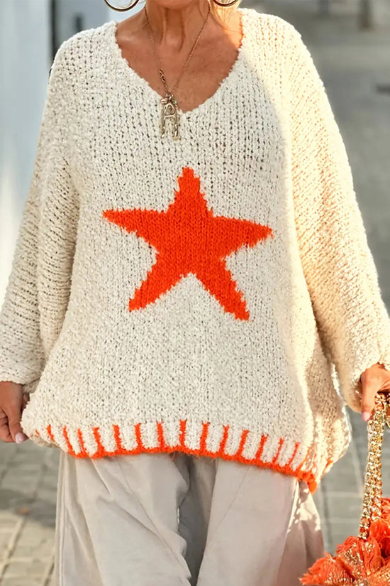 Star Applique Oversized Knit Sweater