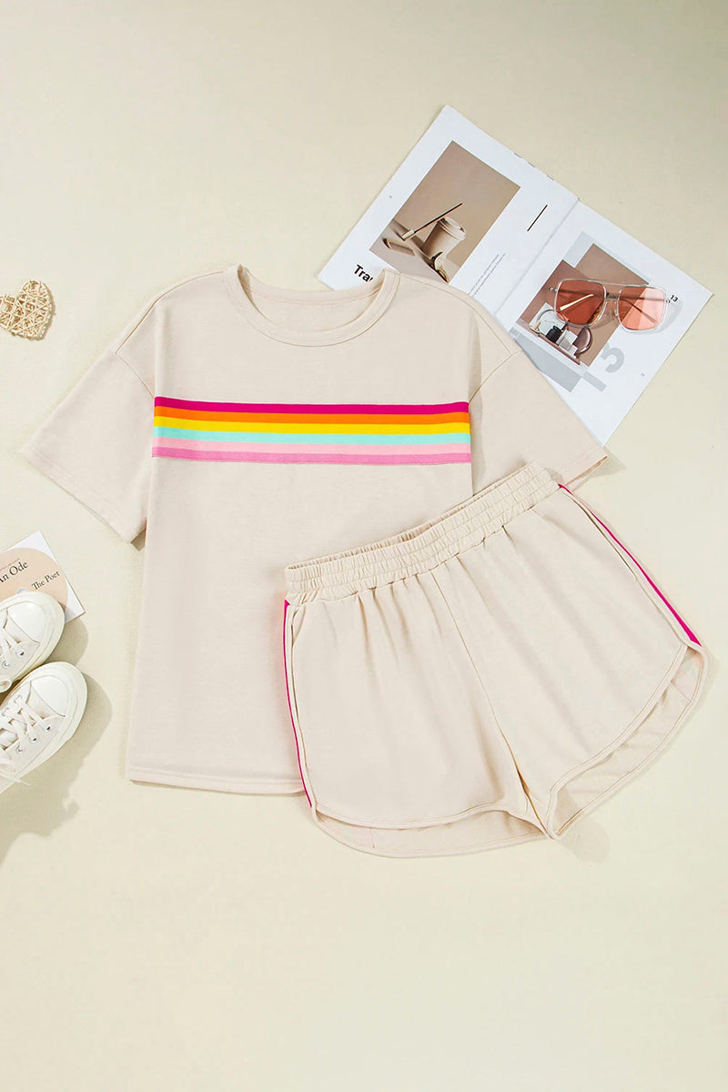 Striped Detail Athleisure 2pcs Short Set