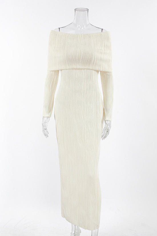 Off-Shoulder Ribbed Casual Dress