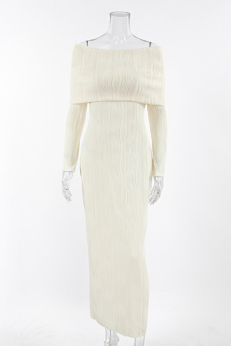 Off-Shoulder Ribbed Casual Dress