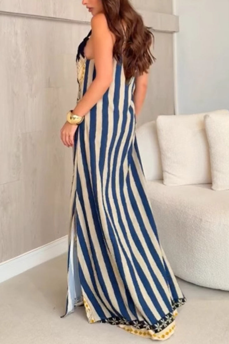 Tropical Print Sleeveless Maxi Dress