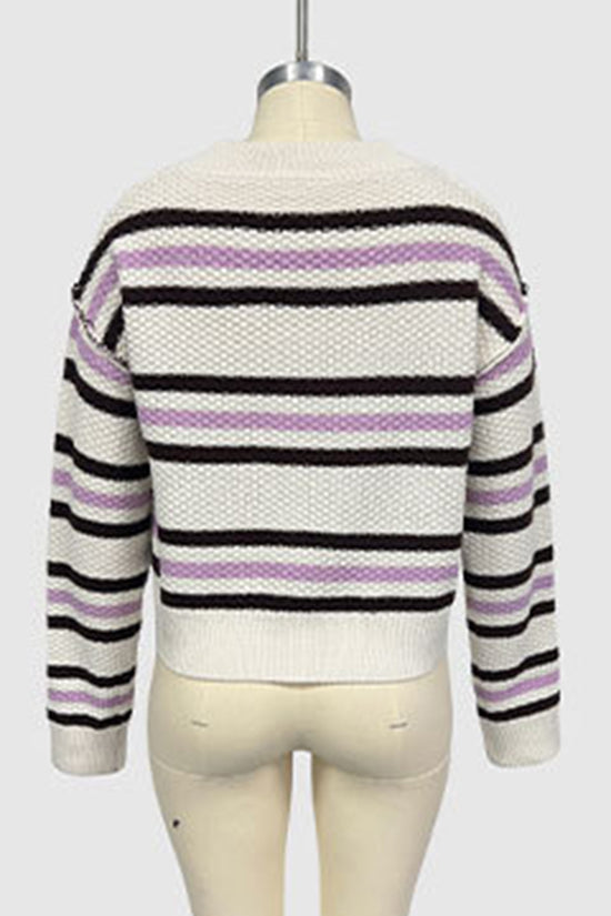 Striped Button-Up Cardigan