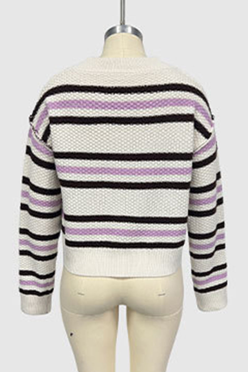 Striped Button-Up Cardigan