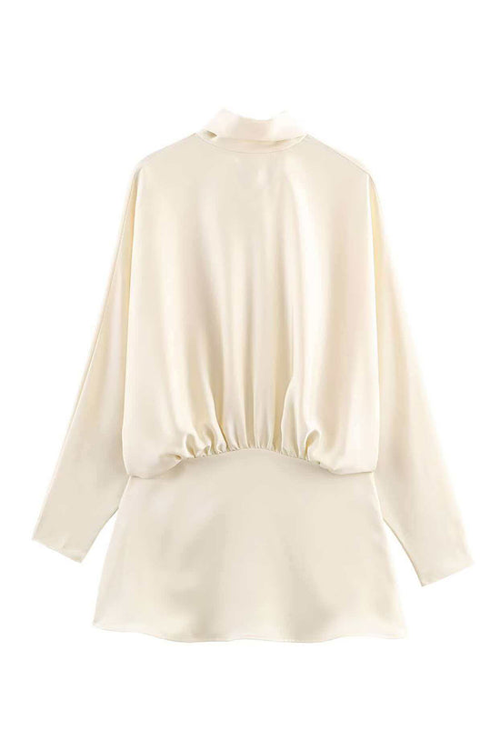 Draped Scarf Neck Long Sleeve Casual Dress